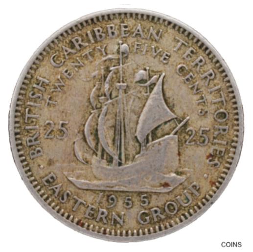 ڶ/ʼݾڽա ƥ British Caribbean Territories 25 Cents 1955 Copper Nickel Coin (XF) [̵] #ccf-wr-013259-560