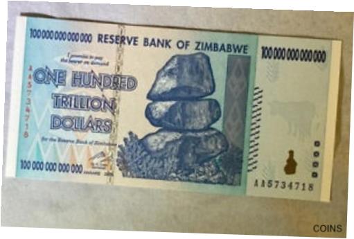  アンティークコイン コイン 金貨 銀貨  Zimbabwe 100 Trillion Dollars 2008 AA P-91 Banknote New UNC Zim .Blue Light Cert
