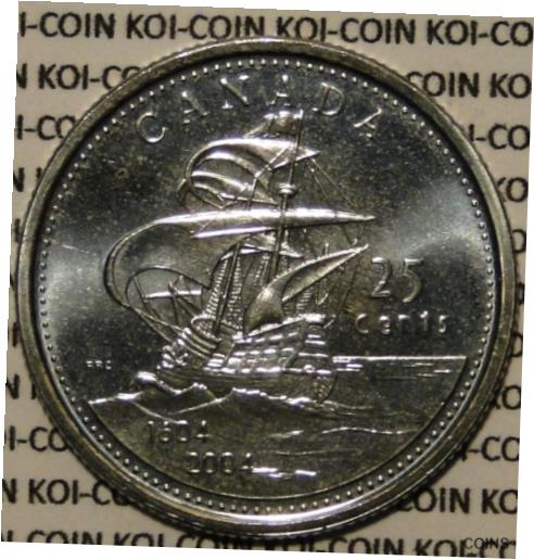 【極美品/品質保証書付】 アンティークコイン 硬貨 BU UNC Canada 1604-2004 L'Acade St Croix ship 25 cent 25c quarter coin mint roll [送料無料] #ocf-wr-013267-51