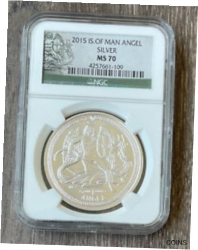 【極美品/品質保証書付】 アンティークコイン コイン 金貨 銀貨 [送料無料] 2015 Isle of Man Angel NGC MS 70 Silver pcgs Coin 1 oz