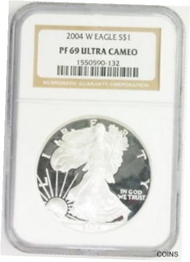 yɔi/iۏ؏tz AeB[NRC RC   [] 2004 W US Silver Eagle $1 PF 69 Ultra Cameo NGC Graded Coin