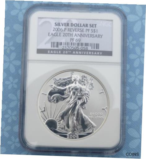 【極美品/品質保証書付】 アンティークコイン コイン 金貨 銀貨 [送料無料] 2006 P NGC Reverse Proof 69 Silver Eagle $1 From Silver Dollar Set, Black Label