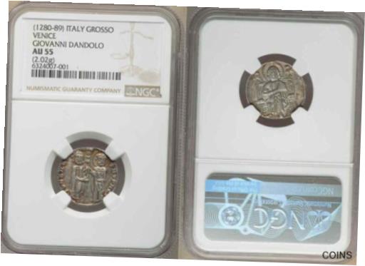 ڶ/ʼݾڽա ƥ    [̵] Beautiful 1280-1289 Silver Coin Venice Italy Giovanni Dandolo Biaggi 2789 AU55