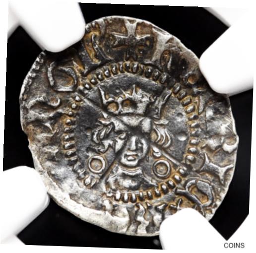  アンティークコイン コイン 金貨 銀貨  ENGLAND. Henry VI. 1422-1461. Silver Halfpenny, Calais, S-1849, NGC AU50