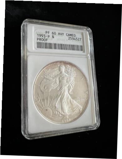 ڶ/ʼݾڽա ƥ    [̵] 1993 P 1oz .999 FINE SILVER AMERICAN EAGLE DOLLAR $1 ANACS PF 60 HVY CAMEO TONED