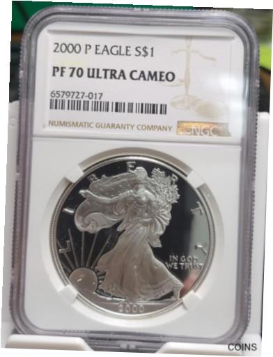  アンティークコイン コイン 金貨 銀貨  2000-P AMERICAN SILVER EAGLE PROOF GRADED NGC PF 70 ULTRA CAMEO KEY DATE