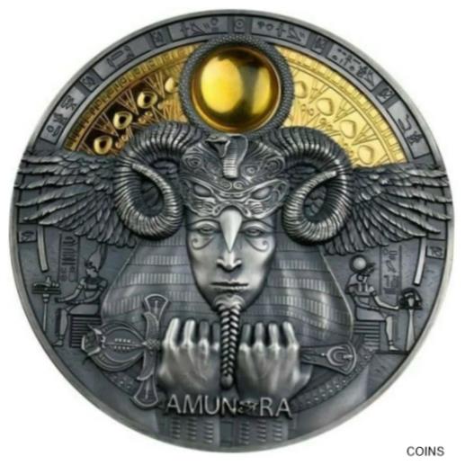 ڶ/ʼݾڽա ƥ    [̵] 2020 3 Oz Silver Niue Amon Divine Faces Of The Sun AMUN RA Antique Finish Coin.