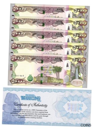 ڶ/ʼݾڽա ƥ    [̵] * Iraq 50,000 Dinars Banknote, 2021 UNC COA USA seller 250000 5 notes *