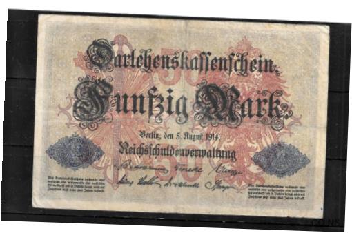 ڶ/ʼݾڽա ƥ    [̵] GERMANY GERMAN #49a 1914 VG CIRC OLD 50 MARK BANKNOTE BILL NOTE PAPER MONEY