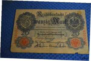 ドイツ ドイツ帝国銀行券 20 マルク 1914 良い状態 GERMANY GERMAN EMPIRE REICHSBANKNOTE 20 MARK 1914 NICE CONDITION