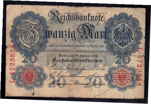  アンティークコイン 硬貨 Germany 1914 20 Mark Banknotes--------------------83  #oof-wr-013355-2021