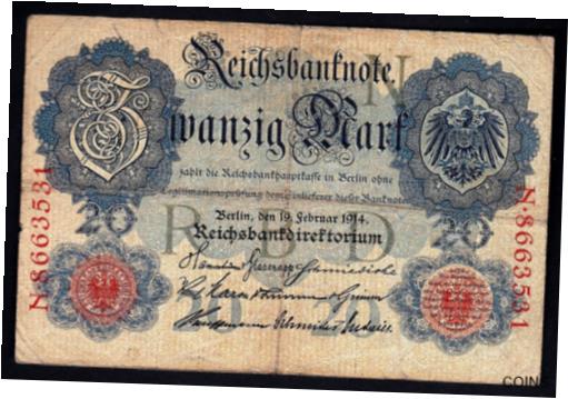  アンティークコイン 硬貨 Germany 1914 20 Mark Banknotes--------------------79  #oof-wr-013355-2044