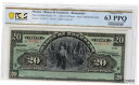 メキシコ 1914 20 ペソ PCGS 認定紙幣 UNC 63 PPQ ピック S300b M363r Mexico 1914 20 Pesos PCGS C...