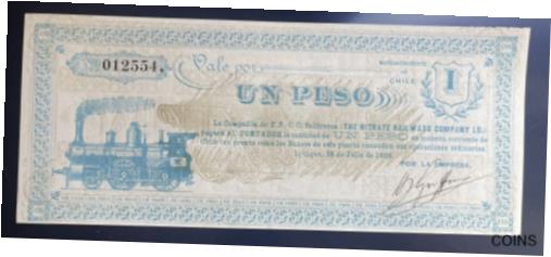 【極美品/品質保証書付】 アンティークコイン コイン 金貨 銀貨 [送料無料] CHILE 1 PESO 1898 THE NITRATE RAILWAYS COMPANY LIMITED UNC PAPER MONEY