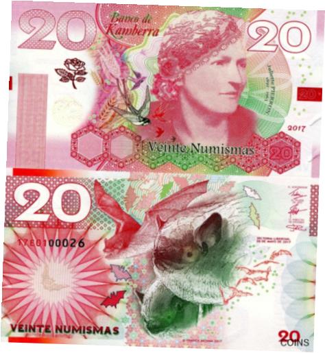  アンティークコイン コイン 金貨 銀貨  KAMBERRA 20 Numismas Banknote World Money FUN/ART Note 2017 Juliette Pierron