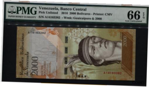ベネズエラ 2000 2,000 2016 / 2017 ホースバード UNC PMG 66 通貨紙幣 VENEZUELA 2000 2,000 2016 / 2017 HORSE BIRD UNC PMG 66 CURRENCY MONEY BANK NOTE