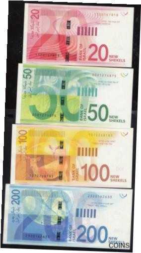 ڶ/ʼݾڽա ƥ    [̵] ISRAEL SET 20, 50, 100, 200 SHEQALIM P-65 66b 67a 68a [2014-2017] UNC