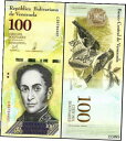 ベネズエラ (100,000) 100 ミル ボリバル 2017 UNC (接頭辞 C) 赤マヒワ、紋章 VENEZUELA (100,000)100 MIL ...