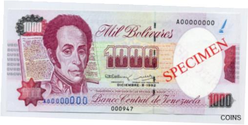 ڶ/ʼݾڽա ƥ    [̵] Venezuela 1000 Bolivares 8-12-1992 Pick 73.s2 UNC Uncirculated Banknote Specimen