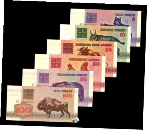 ڶ/ʼݾڽա ƥ Ų Belarus 1992 Year 50 Gaby5+10+25+50+100 Ruble BrandNew Banknotes Set 6PCS [̵] #oof-wr-013366-2000