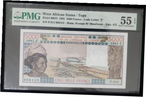 ڶ/ʼݾڽա ƥ    [̵] WEST AFRICAN TOGO 1992 5000 5,000 Francs, P 808TI, PMG 55 EPQ