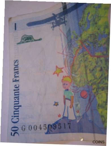 【極美品/品質保証書付】 アンティークコイン 硬貨 FRANCE 50 Francs 1992 G Series P # 157a Antoine de Saint-Exupery, Little Prince [送料無料] #oof-wr-013366-847 2