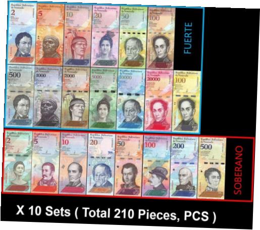 ڶ/ʼݾڽա ƥ    [̵] Venezuela 2-100000 Bolivar Fuerte &2-500 Soberano 21 Pieces X 10 PCS