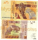 西アフリカ諸州、コートジボワール、500、2021、コード A、新規選択、UNC WEST AFRICAN STATES, IVORY COAST, 500, ...
