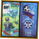 ロシア 100 ルーブル + ブリスターの 1 番目のカラー コイン、2018 FIFA ワールド カップ サッカー、R6 Russia 100 Rubles ...