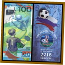 ロシア 100 ルーブル + ブリスターの 1 番目のカラー コイン、2018 FIFA ワールド カップ サッカー、R11 Russia 100 Rubles...