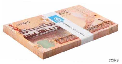 【極美品/品質保証書付】 アンティークコイン コイン 金貨 銀貨 [送料無料] Bahrain 1/2 Dinar, L.2006 (2016-2018 ND), P-30, UNC X 100 PCS Bundle Pack