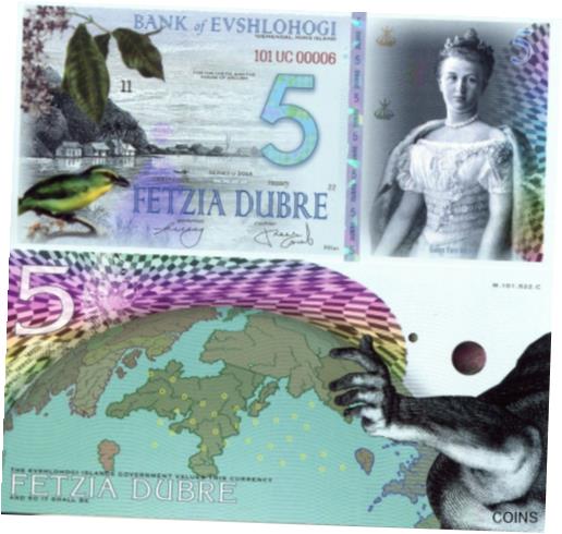 【極美品/品質保証書付】 アンティークコイン 硬貨 EVSHLOHOGI ISLAND 5 Dubre Banknote World Money UNC Currency FUN/ART Note Queen [送料無料] #oof-wr-013367-2457