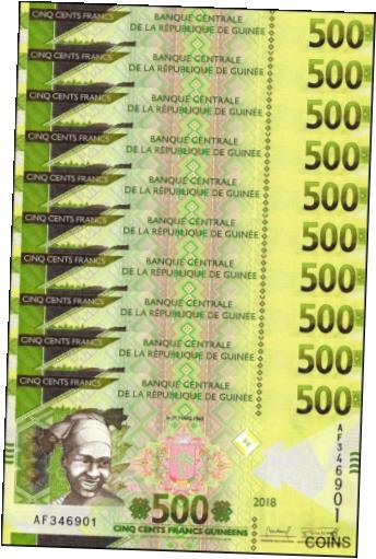 【極美品/品質保証書付】 アンティークコイン 硬貨 Guinea 500 Francs, 2018, P-52, UNC X 10 PCS [送料無料] #oof-wr-013367-3002