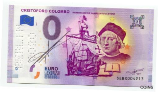 【極美品/品質保証書付】 アンティークコイン 硬貨 Colombus Italy 2019 0 Euro Souvenir Note Berlin Perforated signed Richard Faille 送料無料 oof-wr-013367-437