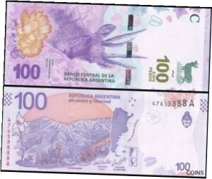 アルゼンチン 100 ペソ 2018 UNC タルカ記念碑と北アンデスの鹿、花、FA ARGENTINA 100 PESOS 2018 UNC TARUCA MONUMENT AND NORTH ANDEAN DEER,FLOWER AND FA