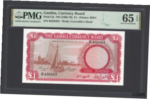 yɔi/iۏ؏tz AeB[NRC RC   [] Gambia One pOund ND(1965-70) P2a Uncirculated Grade 65