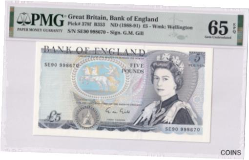 ڶ/ʼݾڽա ƥ Ų Great Britain SE90 Last Run P#378f 5 pounds banknote Sign Gill PMG 65 Gem UNC [̵] #oof-wr-013370-2347