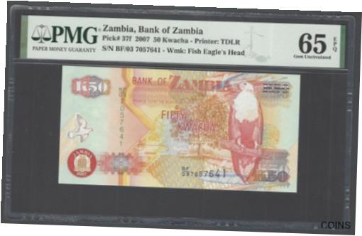 ڶ/ʼݾڽա ƥ    [̵] Zambia 5 Kwacha 2007 P37f Uncirculated Graded 65