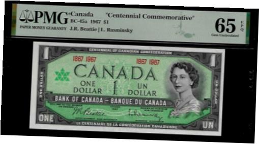 ڶ/ʼݾڽա ƥ    [̵] Canada 1 Dollar 1967 PMG 65 EPQ UNC BC-45a Queen Elizabeth II