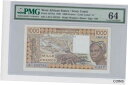 西アフリカ諸国 コートジボワール 1000 フラン 1987 P 107Ah PMG 64 WEST AFRICAN STATES IVORY COAST 10...