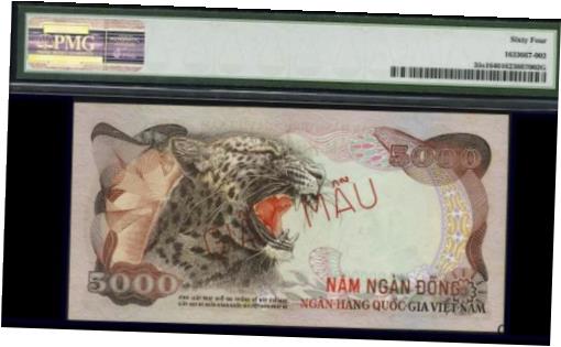 【極美品/品質保証書付】 アンティークコイン コイン 金貨 銀貨 送料無料 South Viet Nam 5000 Dong. Specimen GIAY MAU ND 1975. p35s1. PMG 64 Choice UNC