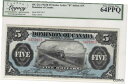 【極美品/品質保証書付】 アンティークコイン 硬貨 Dominion of CANADA $5 Legacy UNC-64PPQ 1912 DC-21c Prefix B pp C TRAIN Banknote [送料無料] #oof-wr-013372-1552