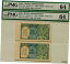 ڶ/ʼݾڽա ƥ    [̵] British India King George V 1 Rupee x2 PAIR Running No's # p14b 1935 PMG 64 UNC