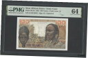 西アフリカ諸国 / コートジボワール 100 フラン 1961 P101Ab UNC グレード 64 West African States / Ivory C...
