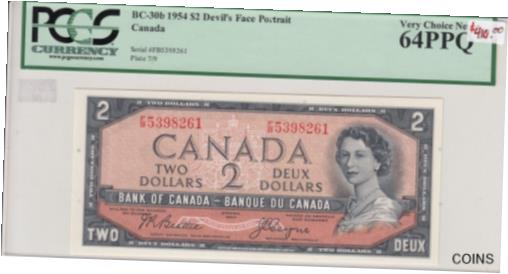  アンティークコイン コイン 金貨 銀貨  1954 Bank of Canada $2 Devil's Face Banknote - PCGS Very Choice 64 PPQ