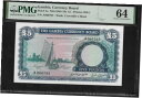 【極美品/品質保証書付】 アンティークコイン コイン 金貨 銀貨 [送料無料] Gambia 5 Pounds 1965-70 PMG 64 UNC P#3a Printer BWC Currency Board S/N A