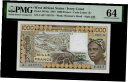 西アフリカ諸国 コートジボワール 1000 フラン 1987 PMG 64 UNC P# 107Ah West African States Ivory Coa...
