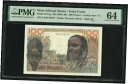 フランス領西アフリカ : 100 フラン (1961-65) コートジボワール ; PMG : チョイス UNC 64 French West Africa :...