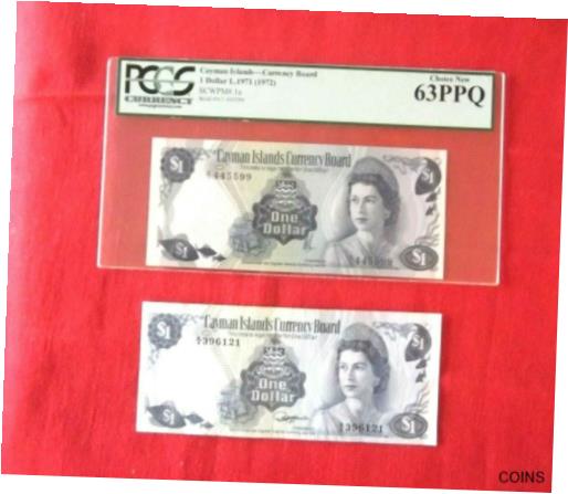 【極美品/品質保証書付】 アンティークコイン コイン 金貨 銀貨 [送料無料] CAYMAN ISLANDS $1 Dollar 1971 QEII Prefix A/1 GRADED ( 63PPQ ) +ANOTHER BONUS $1
