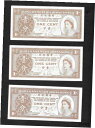 【極美品/品質保証書付】 アンティークコイン 硬貨 Hong Kong 3 x 1 Cent Banknotes Queen Elizabeth II - UK...